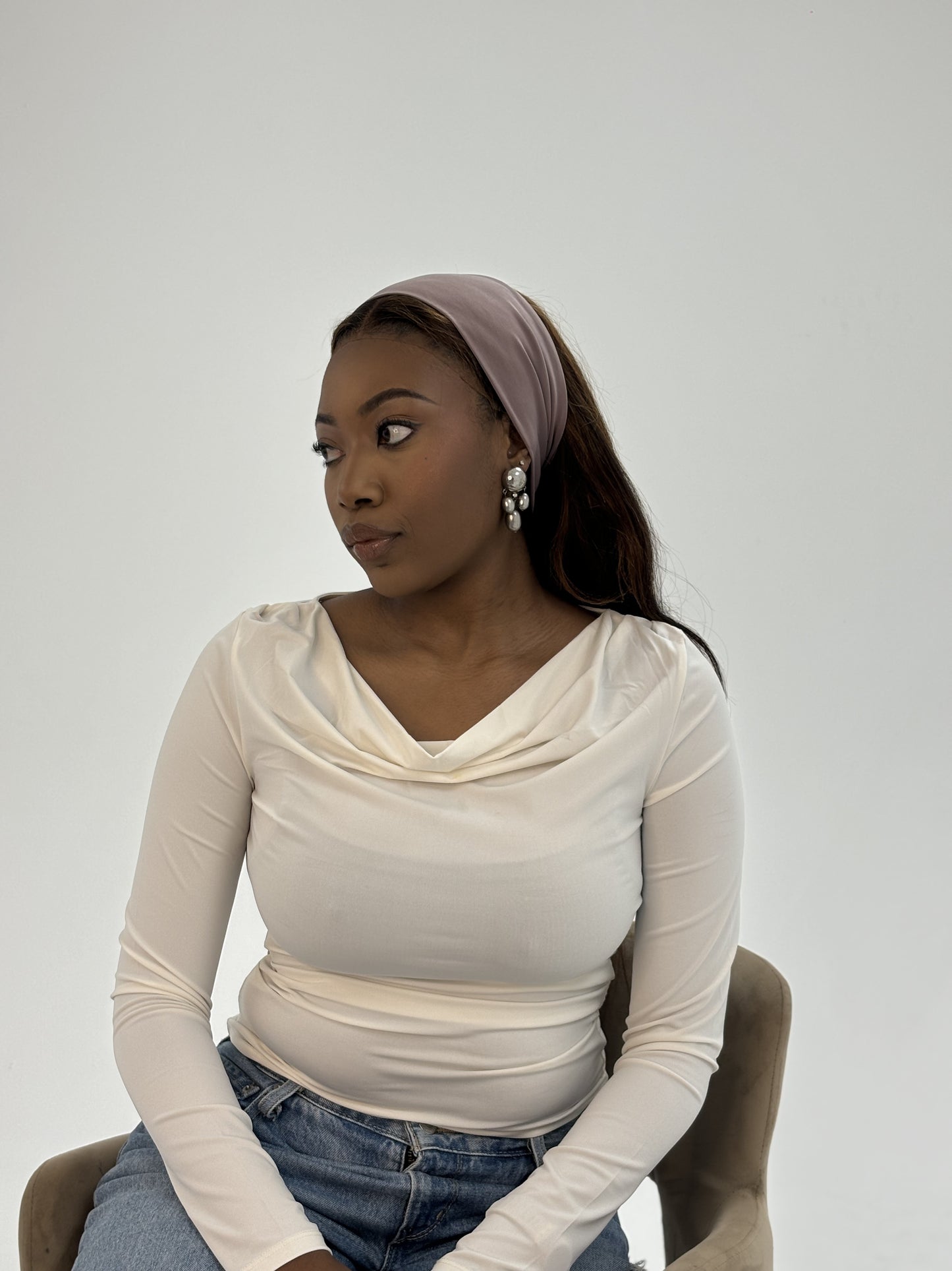 "MIRIRI" headband in Mauve Muse