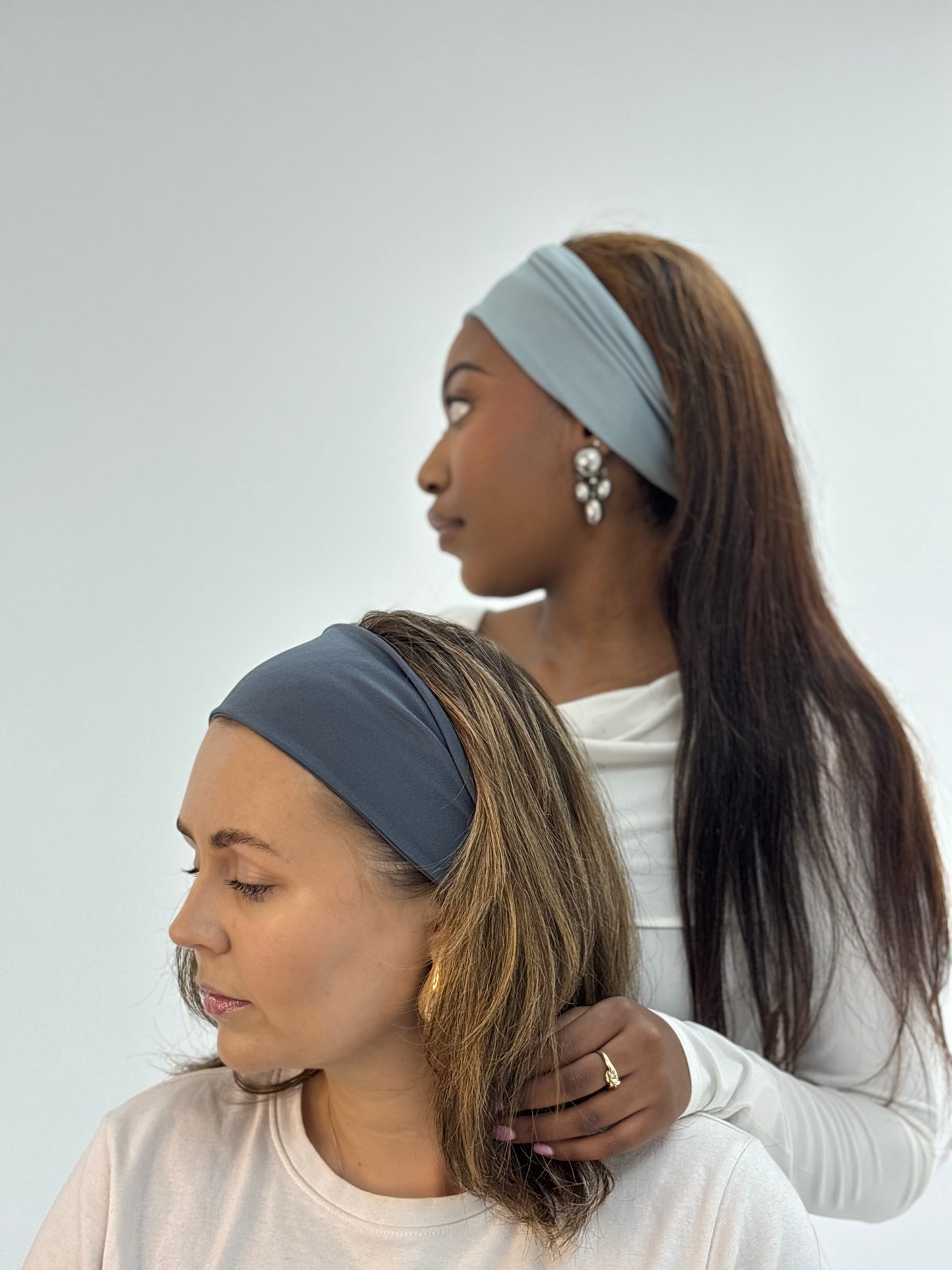 "MIRIRI" Headbands In Gray Matter  & Cadet `Blue (Set of 2)