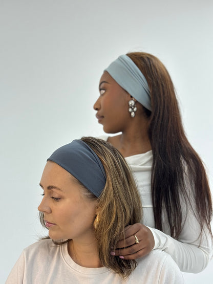 "MIRIRI" Headbands In Gray Matter  & Cadet `Blue (Set of 2)