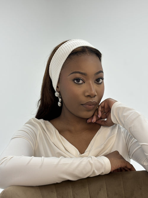 Cream Cable Headband.